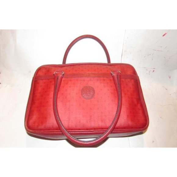 Fendi Early Sas True Red Satchcel Small F Or Zucchino Logo Print Coated Canvas - Picture 5 of 12